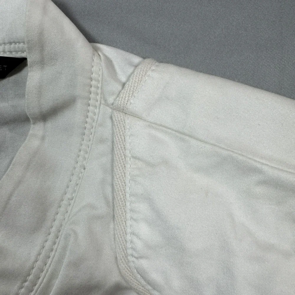 White House Black Market White Lace Up Side Moto Jacket Sz 8 Zip Front Biker